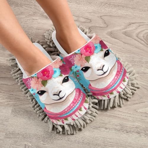 White Alpaca-Soft Mop Slippers for Easy Floor Cleaning