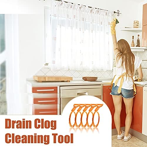 5 Pack 25-inch Drain Clog Remover Tool Kitchen Sink Bathroom Drain Cleaning Set