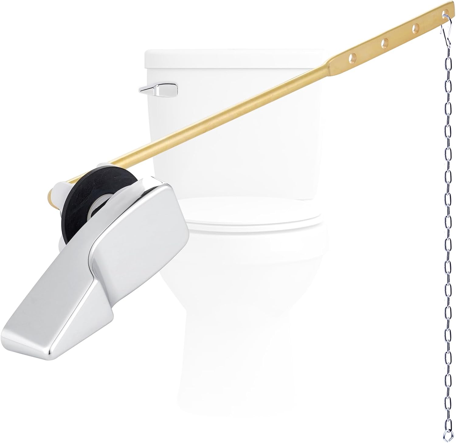 Hygie Rinse Front Mount Chrome Toilet Handle Kit Durable Replacement with Flapper Chain for American Standard toilets