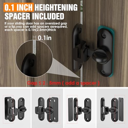 Barn Door Lock - Small 90180 Degree Black 1-Pack
