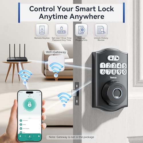 Yeolet Smart Deadbolt with Fingerprint and App Control