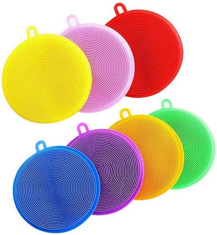 Premium Silicone Dish Scrubbers 7-Pack BPA-Free Kitchen Cleaning Tools for Dishes Vegetables and More