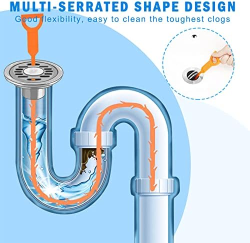 6 Pack Hair Drain Clog Cleaning Tool OneHere Drain Auger Hair Catcher Tools for Kitchen Sink Bathroom Tub Toilet