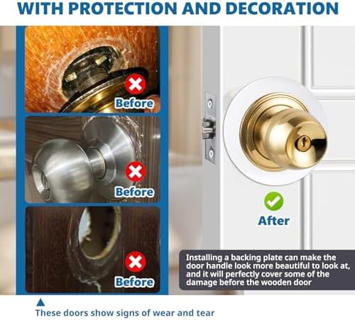 Vizava2 Pcs Door Knob Plates with Double-Sided Tape for Deadbolts Knobs