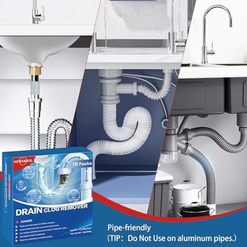 Drain Clog Remover 18-Pack Set - Fast-Acting Safe and Effective Cleaners