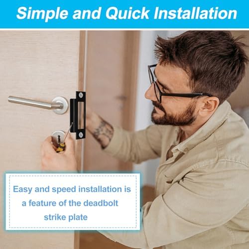 3Pcs 4-78 In Universal Door Strike Plate Replacement Matte Black