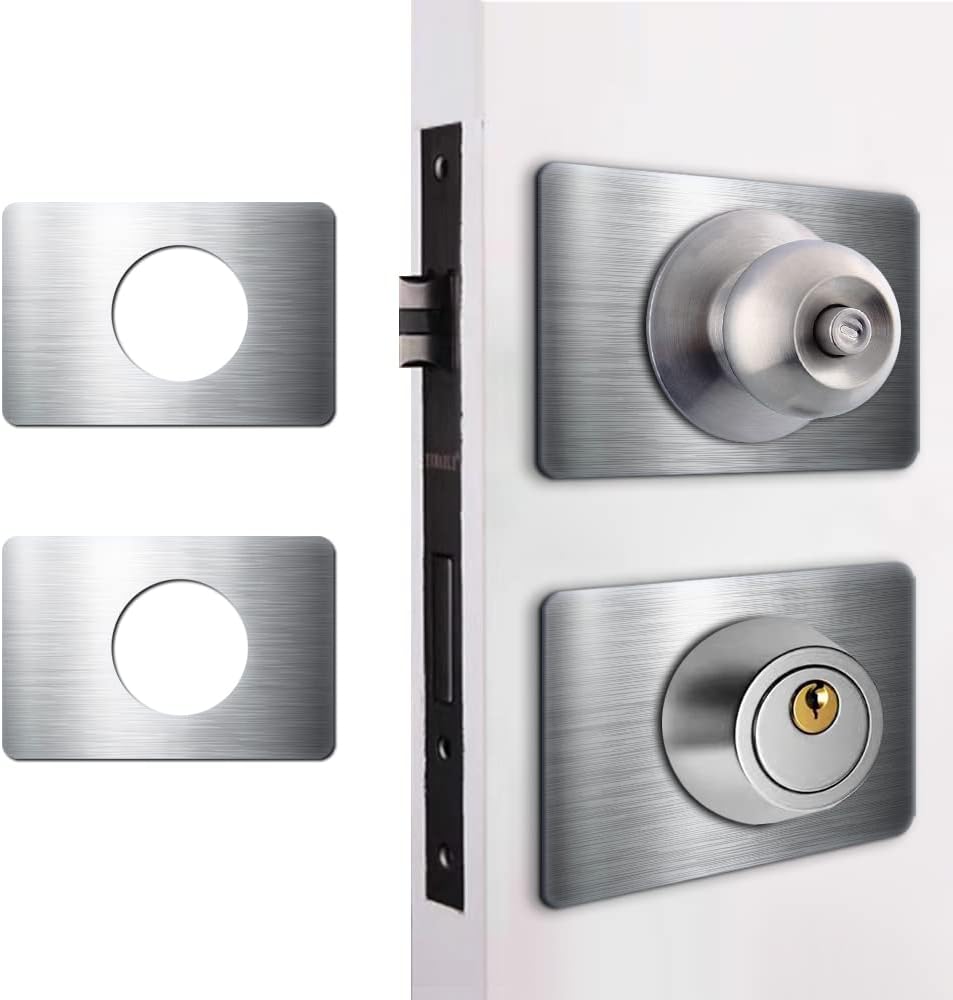 MOSECYOU Door Repair Kit Stainless Steel Door Reinforcement for Knobs Deadbolts Set of 4