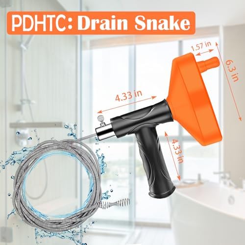 DRP-Drain Snake 33ft Drain Snake Auger for Kitchen Bathroom Clogs