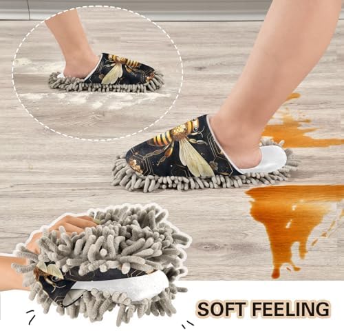 RunningBear White Vintage Black Bee Mop Slippers