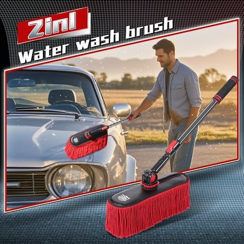 RIDE KINGS 2-in-1 Car Wash Brush Duster with Storage Bag