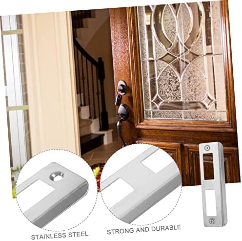 4 Set Stainless Steel Door Strike Plate Kit with Easy InstallFillable Deadbolt Plate for Home Commercial Use