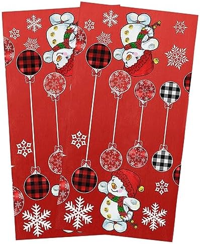 Red Snowman Kitchen Towels Microfiber Absorbent Set