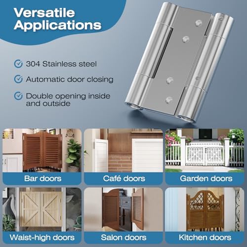 Ranbo 5-Inch DV304 vandal Resistant Door Hinge Set with Spring Adjustment