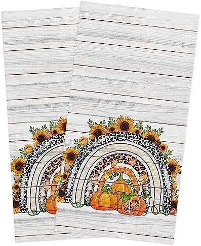Leopard Prints Pumpkins Kitchen Towels 2-PC Set 18x28