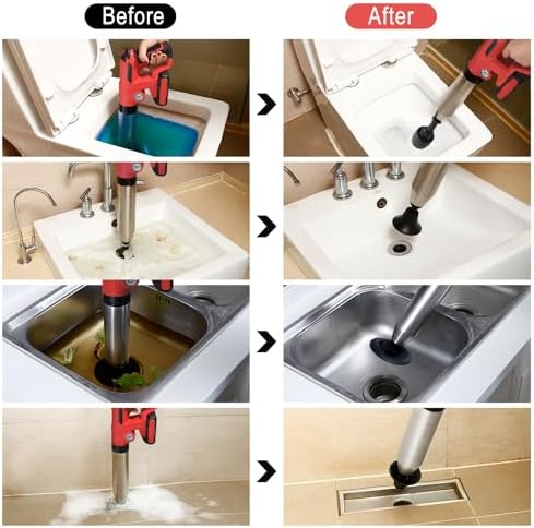 Electric Toilet Plunger RED 2-Min Unclog Bathroom Use