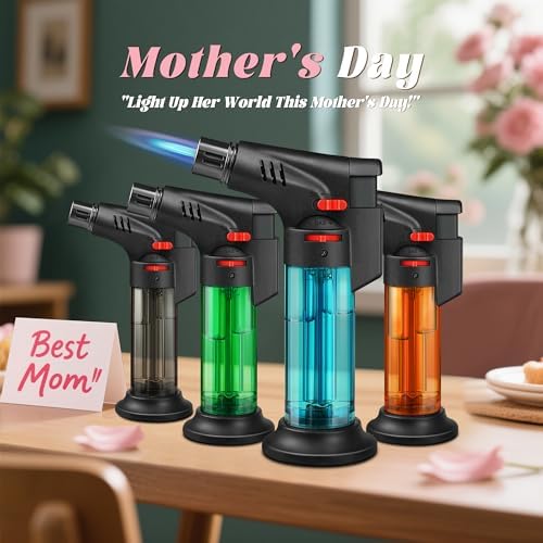 Samniu 4-Piece Refillable Torch Lighter Set - Mini Jet Flame Stick Windproof for Candle Grill and More