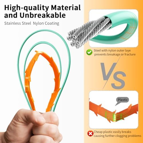 Unbreakable 50 Inch Sink Drain Snake Hair Remover