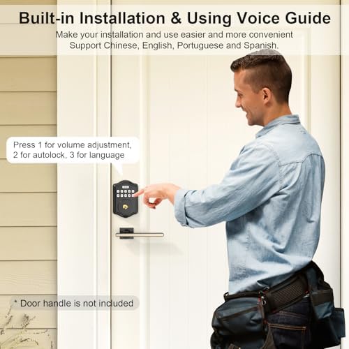 Black Smart Deadbolt - Keyless Entry Door Lock with 2 Keys