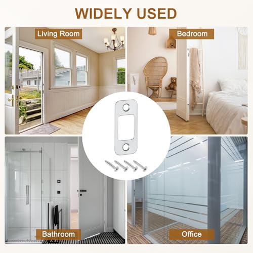 U excell2Pcs Door Strike Plate 57mm x 255mm Stainless Steel Latch Deadbolt Replacement Silver