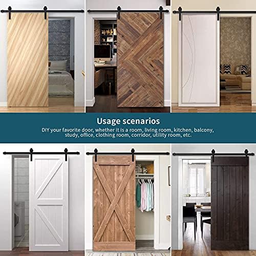 Durable 6ft Barn Door Kit Smooth Sliding System with 350 lbs Load Capacity