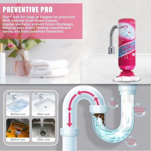 Unloshe Drain Foam Cleaner for Sink Bathroom Drains 2PCS