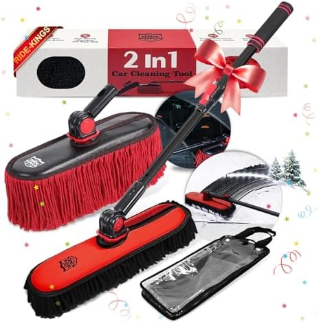 RIDE KINGS 2-in-1 Car Wash Brush Duster with Storage Bag