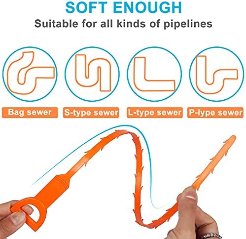 AUSSUA 25-Inch Hair Drain Clog Remover Tool Set 6-Piece for Kitchen Bathroom Drain Cleaning