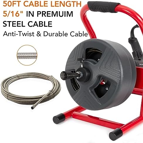 PioneerWorks 50Ft Drain Cleaner Machine Professional Grade