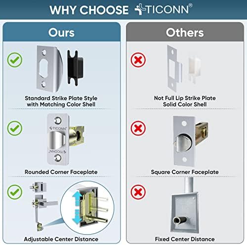 Ticonn Front Door Door Handle Set - Heavy Duty Door Lever and Single Cylinder Deadbolt Combo