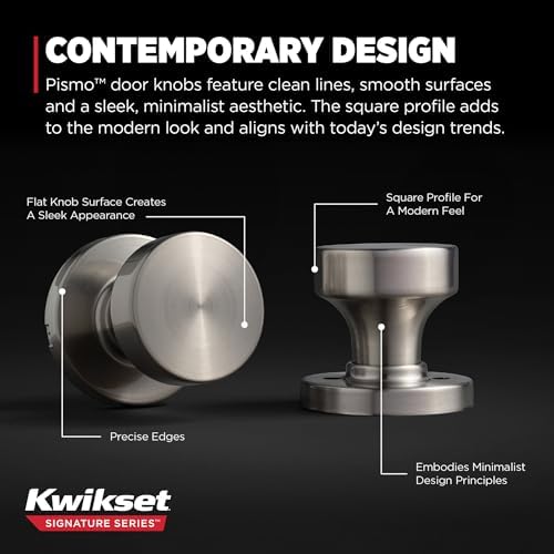 Kwikset Pismo Door Knob with Microban Easy Installation