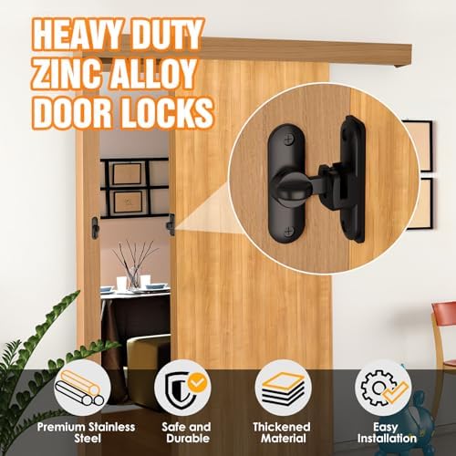 Barn Door Lock - Small 90180 Degree Black 1-Pack