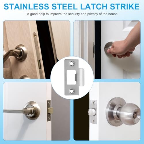 MECCANIXITY Door Strike Plate Stainless Steel Door Lock Reinforcement Silver Pack of 4