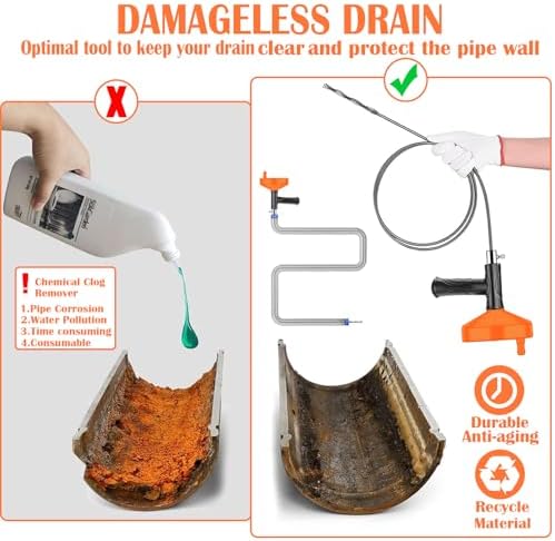 DRP-Drain Snake 33ft Drain Snake Auger for Kitchen Bathroom Clogs