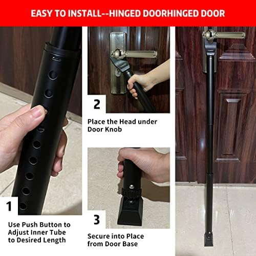 Durable Door Security Bar for Sliding patio Doors - Black