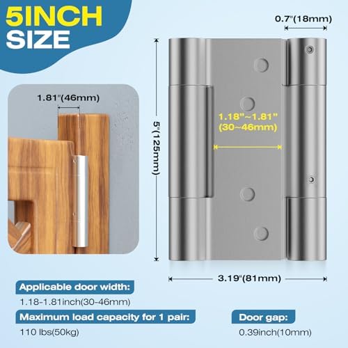 Ranbo 5-Inch DV304 vandal Resistant Door Hinge Set with Spring Adjustment