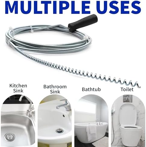 Professional Slow Drain Cleaner 10-Foot Metal Snake for Hair Food Removal