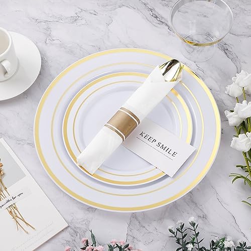 Elegant 50-Piece Gold Plastic Dinnerware Set