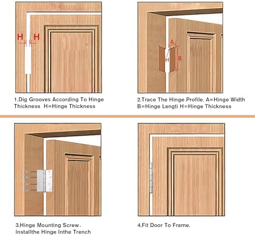 Anstore 4-Piece Stainless Steel Door Hinges for Wood 4-Inch Thickened Bifold Door Hardware