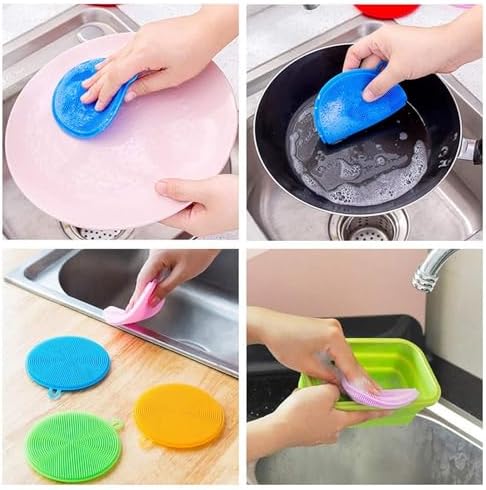 Premium Silicone Dish Scrubbers 7-Pack BPA-Free Kitchen Cleaning Tools for Dishes Vegetables and More