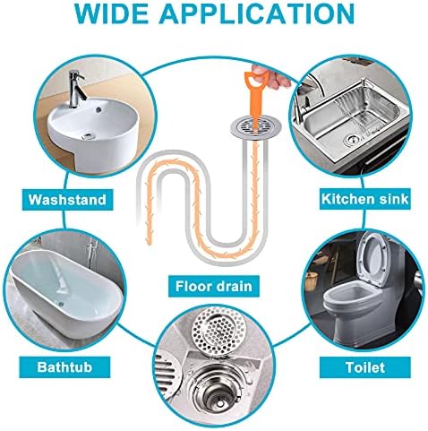 AUSSUA 25-Inch Hair Drain Clog Remover Tool Set 6-Piece for Kitchen Bathroom Drain Cleaning