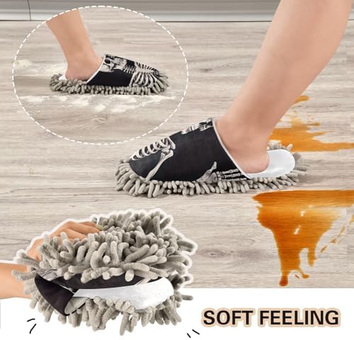 Wellness Style White Hi Skeleton Black Replacement Mop Slippers for Home Office