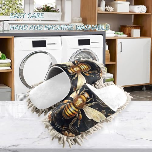 RunningBear White Vintage Black Bee Mop Slippers