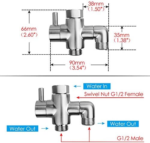 YDmeet - Shower Diverter Valve Brass 3 Ways Gift Set for Handheld and Fixed Heads