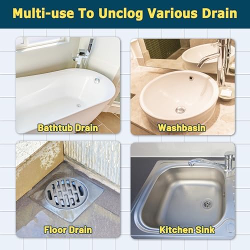 DrainSoon 30-Inch Metal Drain Snake Hair Clog Remover Anti-Break Tool with nylon Coating Safe for Pipes 5-Pack