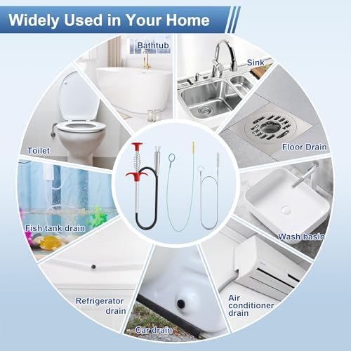 Kellys Collection Drain Clog Remover Set 10-Piece Includes 30 Steel Clog Remover 355 Steel Snake 4-PC 59 Cleaning Brush