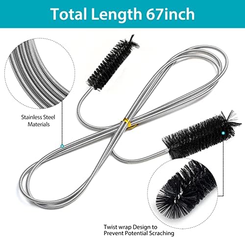RayTour Slim Drain Cleaning Pipe Brush Black - Safe Durable Ergonomic Design