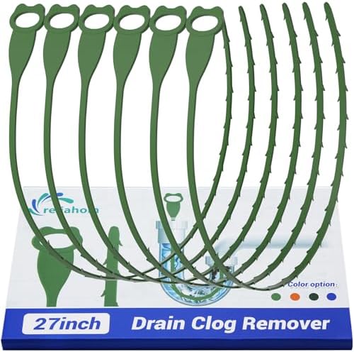 Reliahom 6-Pack 27-inch Drain Snake Sink Hair Catcher Kitchen Bathroom Drain Cleaner