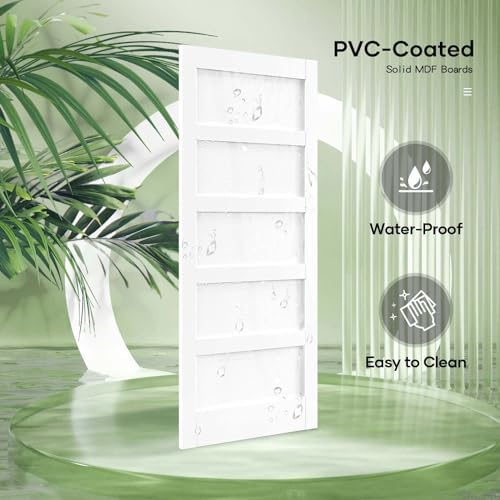 FREDBECK Double 21inx84in White Barn Door and 7FT Sliding Barn Door Hardware Kit