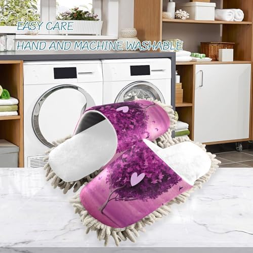 RunningBear White Purple Heart Tree Mop Slippers