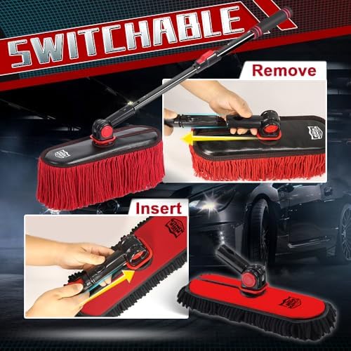 RIDE KINGS 2-in-1 Car Wash Brush Duster with Storage Bag